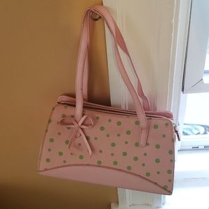 Vintage 90s pink green polkadot purse